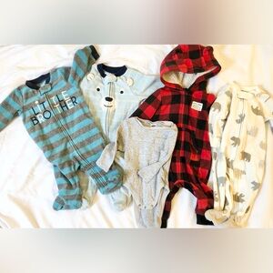 Carter’s Baby Boy 3 Month Lot Buffalo Plaid Baby Brother Little Bears & Sleepers